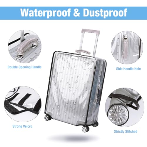 ZIBUYU® Suitcase Covers for Trolley Suitcase Transparent PVC Trolley Bag Cover Waterproof Dustproof Luggage Cover Reuseable Luggage Covers for Trolley Suitcase - 24 Inch