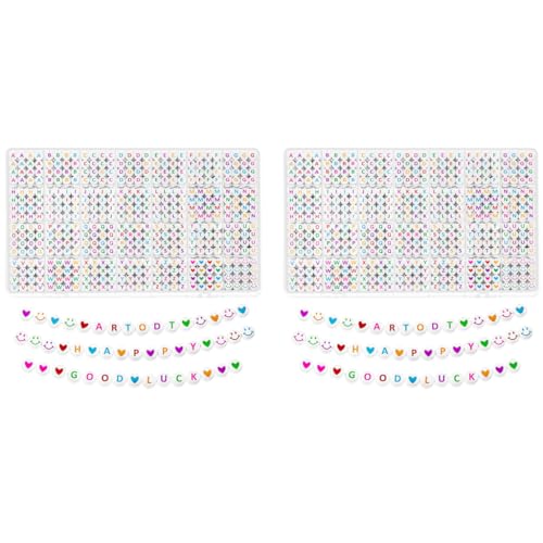 SANNIDHI® 2800PCS Alphabet Beads for Bracelets Colorful 28 Styles A to Z Letter for Jewellery Making Kit Smiley Face Heart Friendship DIY Crafts Set