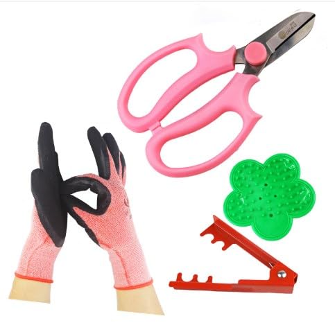 HASTHIP® 4Pcs Rose Thorn Stripper Tool - Rose Leaf Thorn Strippers Kit - Gardening Thorn & Leaf Stripping Tool & Glove - Flower Arrangements Supplies - Thorn Remover for Roses - Rose Dethroner Tool