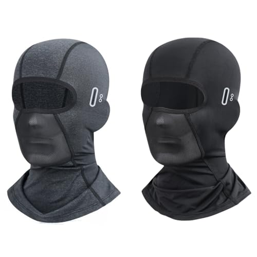 Proberos® Balaclava Face Mask Combo, Cool-Max & Cool Silk, UV Protection, Eyeglasses Friendly, 4-Way Stretch, Breathable, Quick Dry, for Riding, Cycling, Outdoor Sports, Unisex Grey