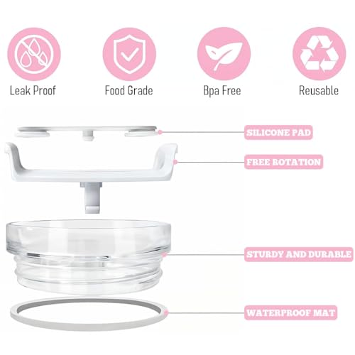 HASTHIP® 6PCS Compatible with Stanley Leak-Proof Replacement Lid for 40oz Tumbler Cup Straw Hole Fit Secure Accessories