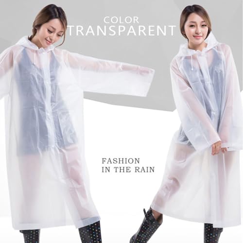 PALAY® 4PCS Rain Coat for Men Waterproof Hooded Poncho Jacket Women EVA Reusable Packable Outdoor Rainy Day Free Size Black