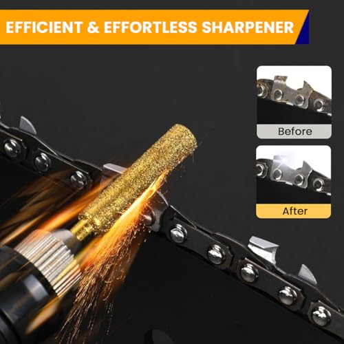 Serplex® 36PCS Chainsaw Sharpener Bits Titanium Plated High Hardness Sharpening Attachments for Chain 4/4.8/5.5mm Coarse Emery for Electric Power Rotary Tools