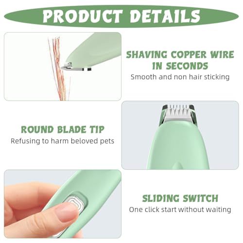 Qpets® Dog Paws Hair Trimmer USB Cordless with UV LED Light Paw Pet Fine for Around Buttocks Wounds Cat Small 3PCS