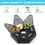 HANNEA® Weekly Pill Organizer, Pill Holder Box 7-Sided Portable Vitamin Holder Box Pill Organizer Medicine Planner