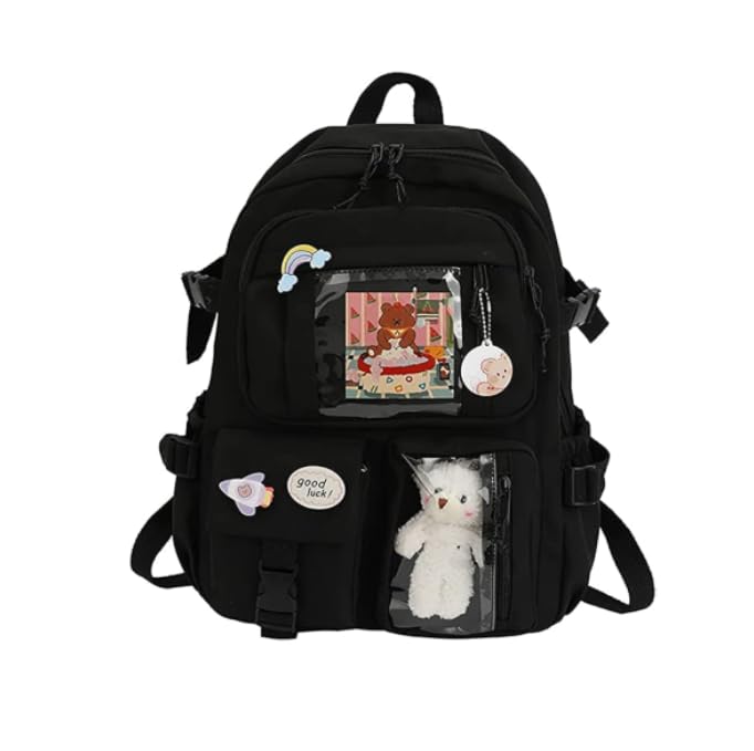 Zibuyu Backpack for School and Travel with Multi Pocket Laptop Sleeve | Waterproof Black Bag