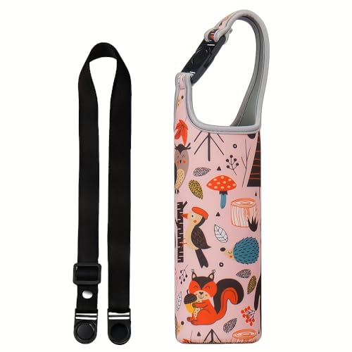 HASTHIP® Neoprene Water Bottle Carrier Bag with Adjustable Shoulder Strap, Insulated Water Bottle Cover Insulated