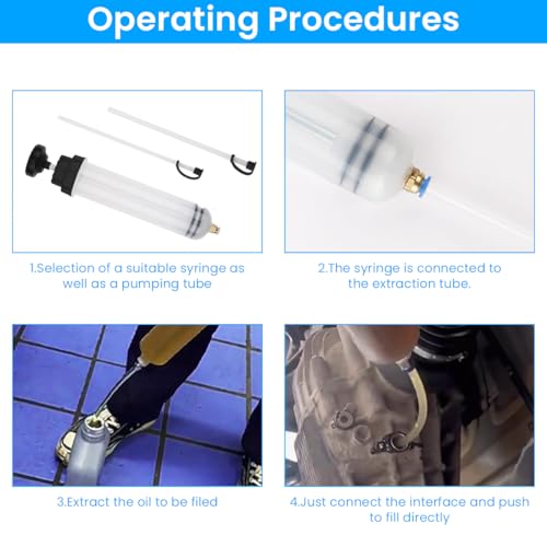 STHIRA® Oil Extractor Kit Syringe-Style Fluid Transfer Pump 200cc Capacity Manual Suction Hand for Refilling Brake Power Steering Transmission 2PCS