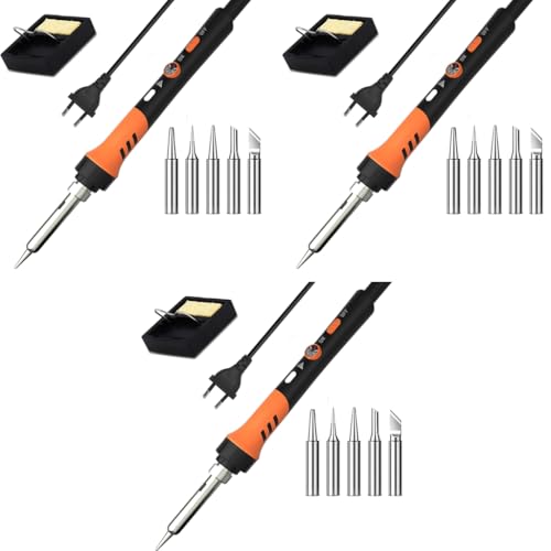 Serplex® 60W Soldering Iron Kit With 5 Tips Quick Heat 200-450°C Adjustable Temperature Gun On Off Switch Electric Set For Electronics Repair DIY Craft 3 PCS