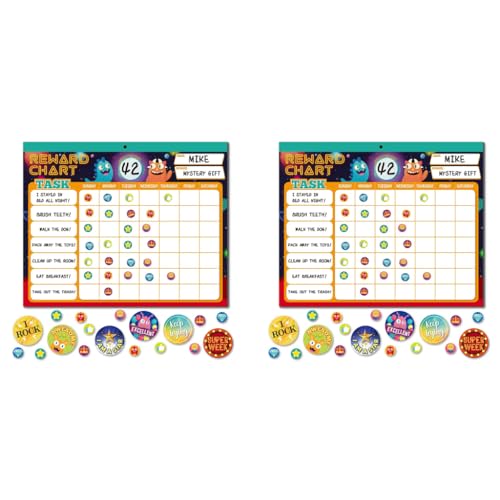 PATPAT® Reward Chart Kids Daily Self-Discipline with 27 Sheet Custom Behavior Self-Checking Table and 2280 Color Stickers Magnetic Good Habit Cultivation Calendar Multicolor 54PCS