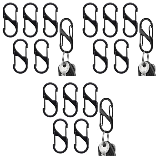 Proberos® Dual Hook S Carabiners Quick Release Design Heavy-Duty Zinc Alloy Versatile for Backpack Camping Organizing Multi-Purpose Durable Hooks Outdoor Gear Essentials 15PCS Black