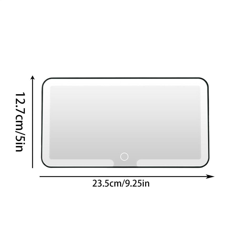 ZIBUYU Car Vanity Mirror for Sun Visor with 3 Color LED Lighting and 9.25x5 in HD Screen | USB Rechargeable