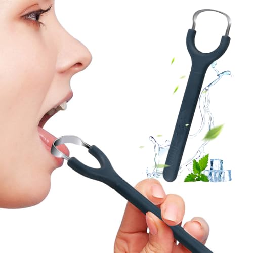 HANNEA® Tongue Cleaner for Adults Kids Stainless Steel Tongue Scraper with Anti-slip Handle Design Oral Odor Remover Tongue Cleaners Home Travel Oral Hygiene Tool