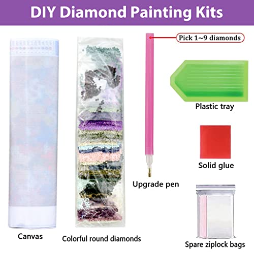 HASTHIP® Diamond Painting Kit, 5D Diamond Painting Kit for Adults & Kids, 12x16inch DIY 5D Round Full Drill Butterfly Diamond Art, Very Suitable for Home Leisure and Wall Decoration