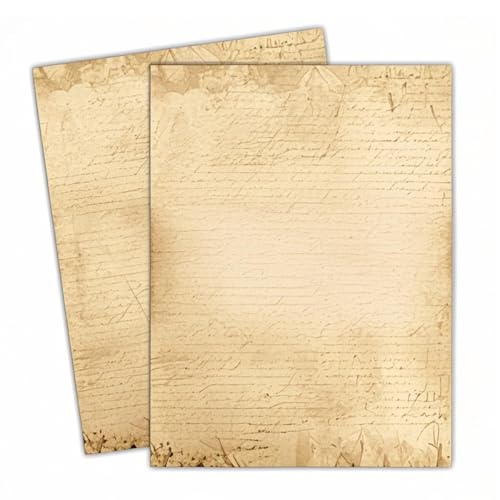 OFIFO® 50 Sheet A4 Vintage Letter Papers, Double Sided Scrapbooking Writing Papers Backgroud Papers, Journaling Notebook Refills, Yellowish Retro Style Papers, 210x285mm
