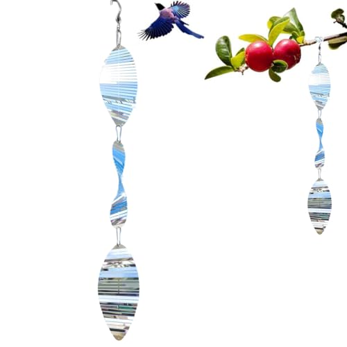 HASTHIP Repellent Bird Reflective Hangings - 45cm Anti-Bird Spiral Hanging - Pigeon Repellent for Balcony - Silver Scare Bird Repellent Devices - Easy-To-Hang Suitable for Yard Garden, Porch