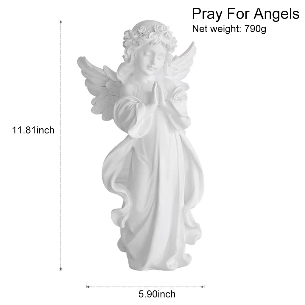 HASTHIP® Praying Girl Angel Statue, Memorial Resin Wings Cherubs Sculpture for Decoration, Living Room, Shelf, Mantel, Home Decor Ornament, Perfect for Gifting, 5.9 * 11.81 Inches