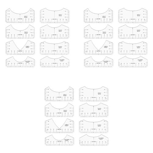 HASTHIP® 24PCS Tshirt Ruler Guide for Vinyl Alignment and Center Designs PVC Measurement Template T Shirt Sewing Supplies Tool Placement for Heat Press and Cricut