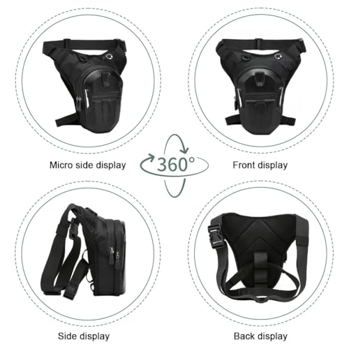 STHIRA® Motorcycle Waist Drop Leg Bag -Waterproof Hard Shell Storage Bag Double Layer Zippered Waist Leg