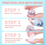 Qpets® Dog Bath Brush, 2 In 1 Pet Massage Brush Bath Brush Add Soap Solution, Silicone Dog Hair Grooming Cleaning Brush Self Cleaning Slicker Bristle Bath Brush for Cat Dog Brush Soap Foamer Brush