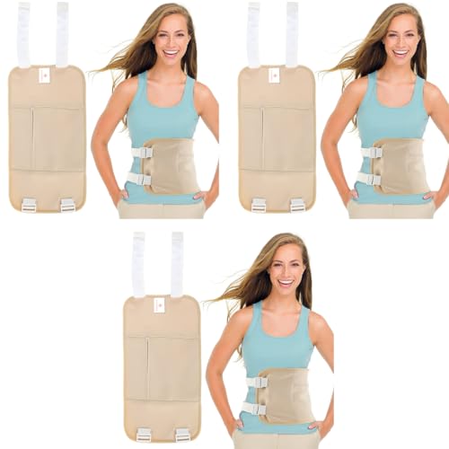 HANNEA® Castor Oil Pack, Oil Pack Wrap for Liver Detox, Reusable & Highly Absorbent Caster Oil Packs Cotton Flannel with Elastic Strap, Khaki 3 PCS
