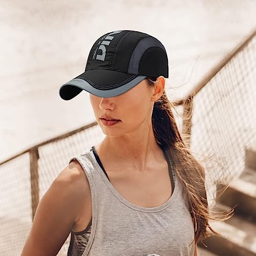 ZIBUYU® Sport Baseball Caps for Men and Women Breathable Cotton Cap, Stylish Summer Cap Outdoor Fishing Hiking Adjustable Buckle Casual Caps, Black
