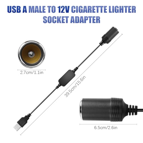 STHIRA® 12V Car Cigarette Lighter Socket Adapter Converter 5V USB to 12V 8W Output Car Socket to Plug Adapter Compact & Durable USB Cigarette Lighter with Built-In Protection (12W Max) 2 PCS