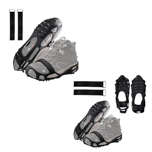 Proberos® Anti-Slip Ice Cleats for Shoes, Combo Pack (M & L), 24 Manganese Steel Spikes, Adjustable Straps, Trekking, Hiking, Winter Snow Grips for Outdoor Walking, Mountain Climbing