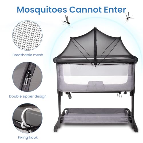 SNOWIE SOFT® Baby Mosquito Net for Bassinet Foldable Baby Net Crib Cover, Zipper Closure Mosquito Bed Net 0 to 12 Month Baby, Breathable Mosquito Net Universal Mosquito Net for Baby Easy Installation