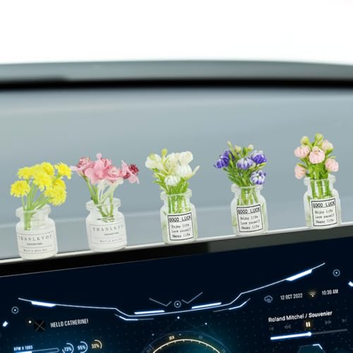 STHIRA® Daisy Flower Car Accessories for Women Interior Aesthetic, 5 Pcs Daisy Cute Car Dashboard Decorations