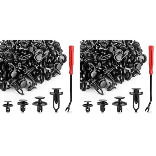 STHIRA® 120PCS Car Rivets Kit with Trim Removal Tool 6mm 7mm 8mm 9mm Push Clips for Durable Fasteners Bumper Trunk Door Panels DIY Projects Universal Automotive Retaining