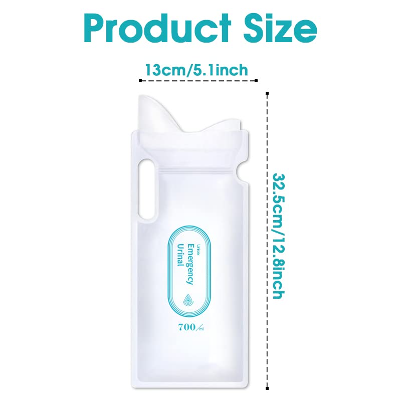 HANNEA Urine Bags for Outdoor Emergency Use with 700ml Capacity and Self Sealing Strip | 4pcs for Men Women Travel