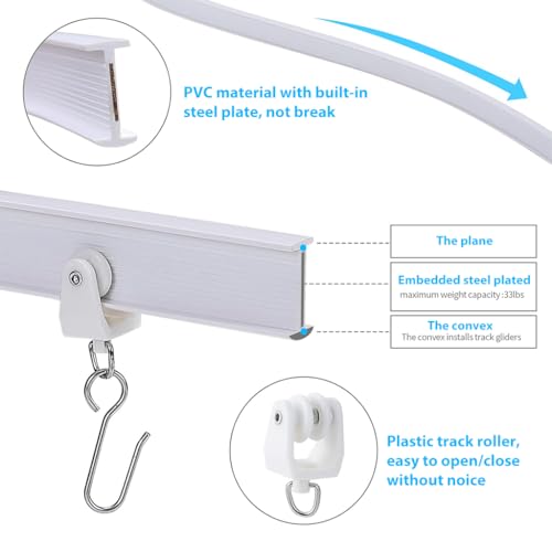 HASTHIP® 9.6ft 3m Flexible Ceiling Curtain Track Heavy Duty Drape Mount System Universal Room Fit Easy Install All Accessories Included 2 PCS