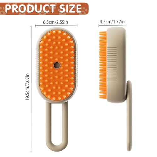 Qpets® Electric Pet Steam Hair Brush Bath-free Pet Hair Cleaning Brush Grooming Brush with Rotatable Handle USB Rechargeable 2 in 1 Steam Massage Brush Pet Hair Brush Remove Mat Shedding