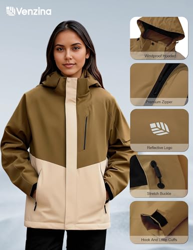 Venzina® Women's Fashion Water-Repellent Jacket, Lightweight Breathable Windbreaker with Reflective Design for Outdoor Hiking and Daily Commute, Purple-L