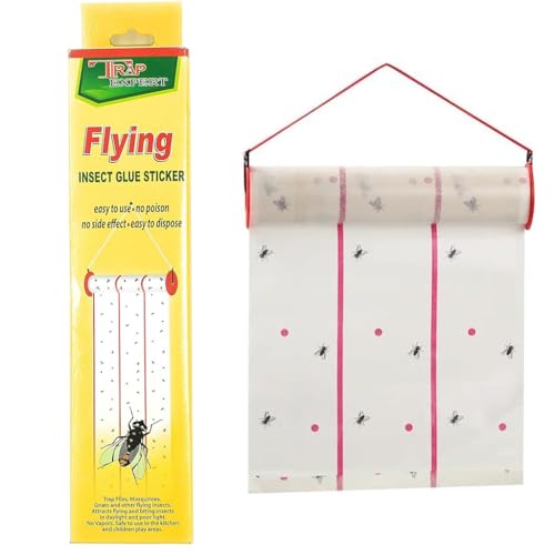HASTHIP Fly Trap Kit for Insects, Whiteflies, Aphids, Leaf Minor, Thriphs, Ultra sticky Trap Roll for Insect in garden & Farm for Indoor or Greenhouse Use, Hangable Fly Sticker Paper (4m*25cm)