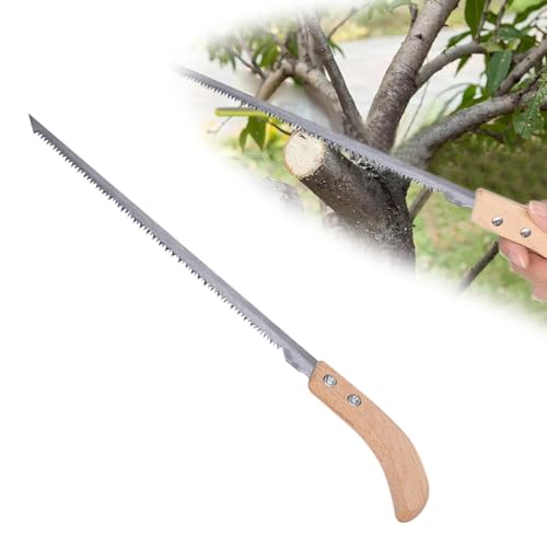 HASTHIP Gardening Hand Saw Fine 13.9 Inches Wooden Handle Hand Saw Heavy Duty Steel Hand Saw Rugged Triple Razor Tooth Utility Hand Saw for Woodworking, Gardening