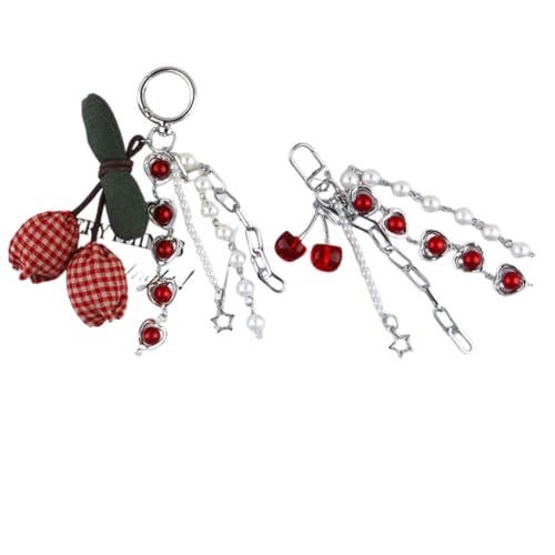 ZORBES® 2Pcs Red Cherry Phone Charms for Girls, Cute Charmes Phone Chain Phone Accessories for Girls Fashion Mobile Charms Aesthetic Charms, Phone & Bag Decoration - Cute Phone Charms for Phone Case