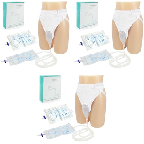 HANNEA® Urinal for Men Urine Collect Bag Reusable Silicone Collector Portable Wearable Male Urinary Drainage System for Adults 3 PCS