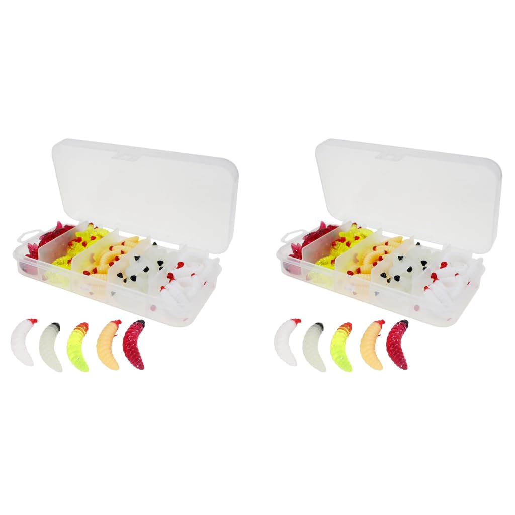 Proberos Fishing Lures Kit with 250 pcs 1 in PVC Worm Baits in 5 Colors | Realistic Design