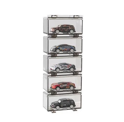 HASTHIP® Car Models Display Case, 2-Tier, 8-Compartment Design, Underground Garage-Inspired, Stackable Dustproof 1: 64 Racing Car Model Toy Display Holder, Collectible Racing Car Toy Holder Organizer