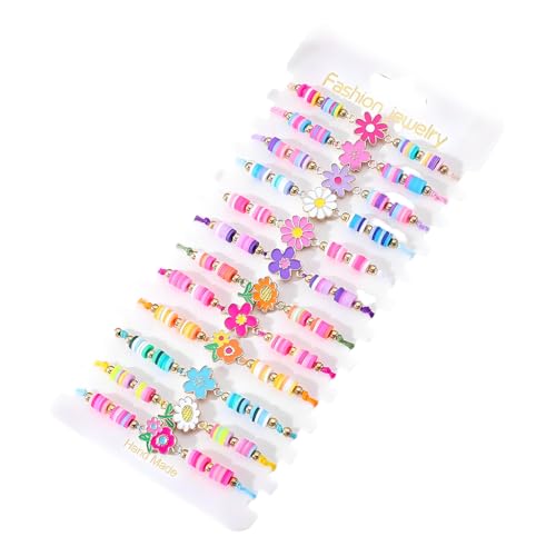 SANNIDHI® 12Pcs Bracelets for Girls Kids Cute Flower Bracelet Rakhi Set for Brother Toddler Play Jewelry Friendship Braided Woven Bracelets Adjustable Little Girls Dress Up Jewelry Gift