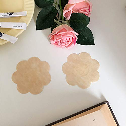 Venzina Self Adhesive Nipple Petals for Women with 7 cm Flower Design and Soft Jacquard Polyester | 5 Pairs Skin Colored One Time Use