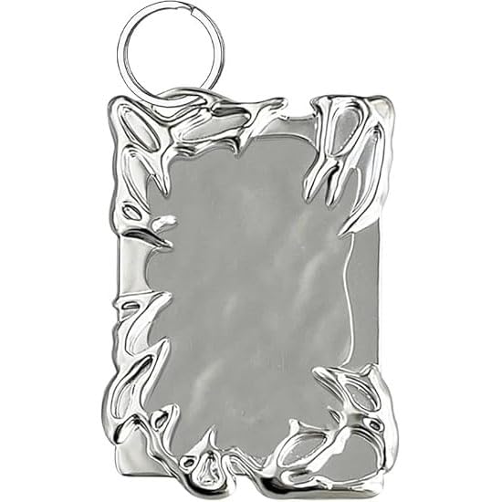 PATPAT® Electroplate Plastics Frame Photocard Holder with Keychain Silver Plating Irregular Photo Card Holder ID Badge Photocard for Student Card Case