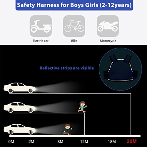 SNOWIE SOFT® Kids Safety Belt for Two Wheeler with Reflective Strips Portable Seat Belt Children Motorcycle Harness Adjustable for Boys Girls 2-12years 2 PCS
