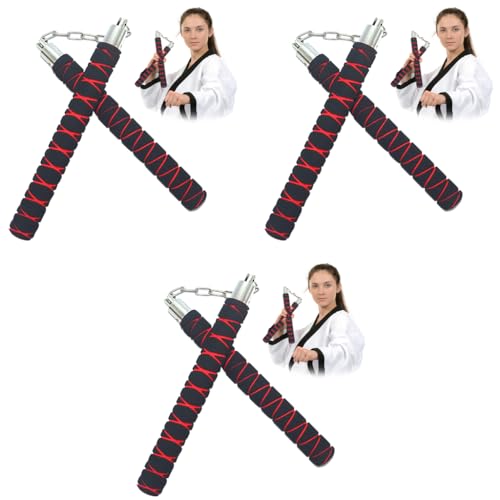 Optifit® 11 Inch Foam Padded Nunchucks for Kids Adults Lightweight Durable PVC Stainless Steel Core Nunchaku for Karate Martial Arts Safe Beginner Friendly Practice Tool 3PCS