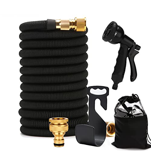 HASTHIP® 15m/50ft Garden Hose with Pure Brass Spray Nozzle, Heavy Duty Expandable Garden Hose with 8 Function Nozzle and 3/4" Fittings for Watering, Washing Cars and Clean