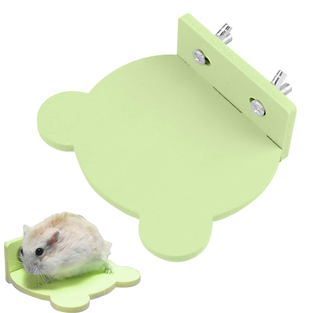 Qpets® Hamster Standing Board for Cage PVC Cartoon Jumping Board Screw Fixed Stand Platform Small Pet House Decor Bird Cage Decor, 15x10x1.5cm