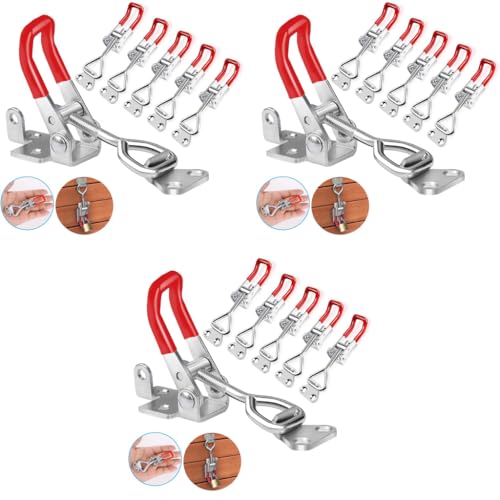 Serplex® 18PCS Toggle Clamp Latch With Lock Hole Adjustable 330Lbs Holding Capacity Heavy Duty Quick Release Pull For Lid Jig Cabinet Tool Box Case