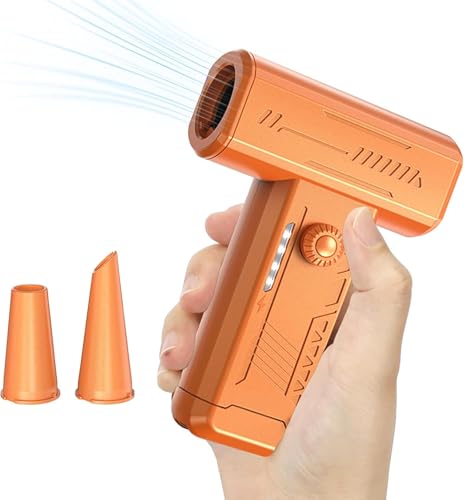 ZORBES® Turbo Jet Blower Mini Fan with LED Light Handheld Air Duster 2 Nozzles 4 Stage Wind Adjustment USB Portable for Car Cleaning Computer Keyboard Travel Hiking Camping 3 PCS